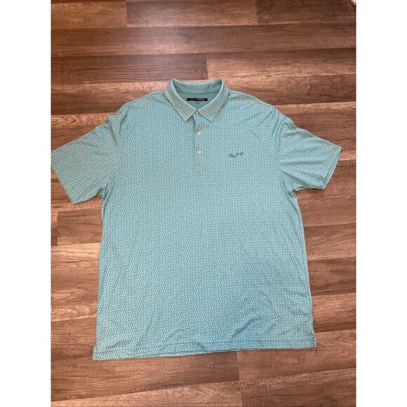 Greg Norman Golf Polo Shirt Men's 2XL Geometric Short Sleeve Blue Pima Cotton - Picture 2 of 9